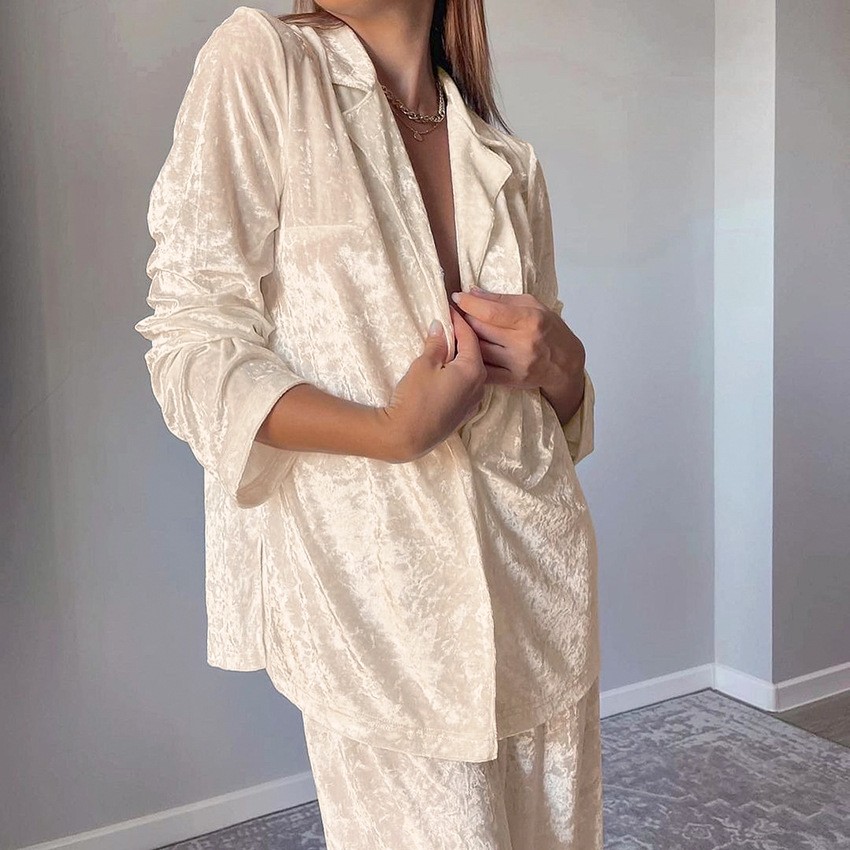 Womens Blazer - Conjunto de Pijama Lounge de Terciopelo